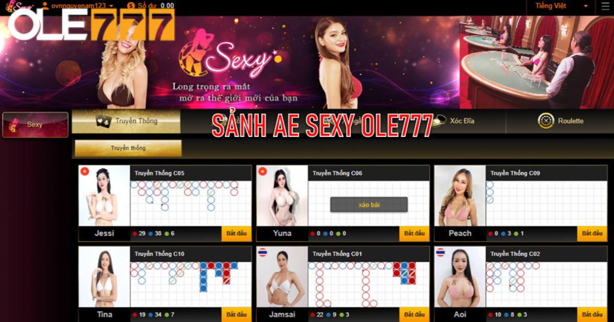 Sảnh Ae Sexy Ole777 - Địa Chỉ Giải Trí Không Thể Bỏ Lỡ